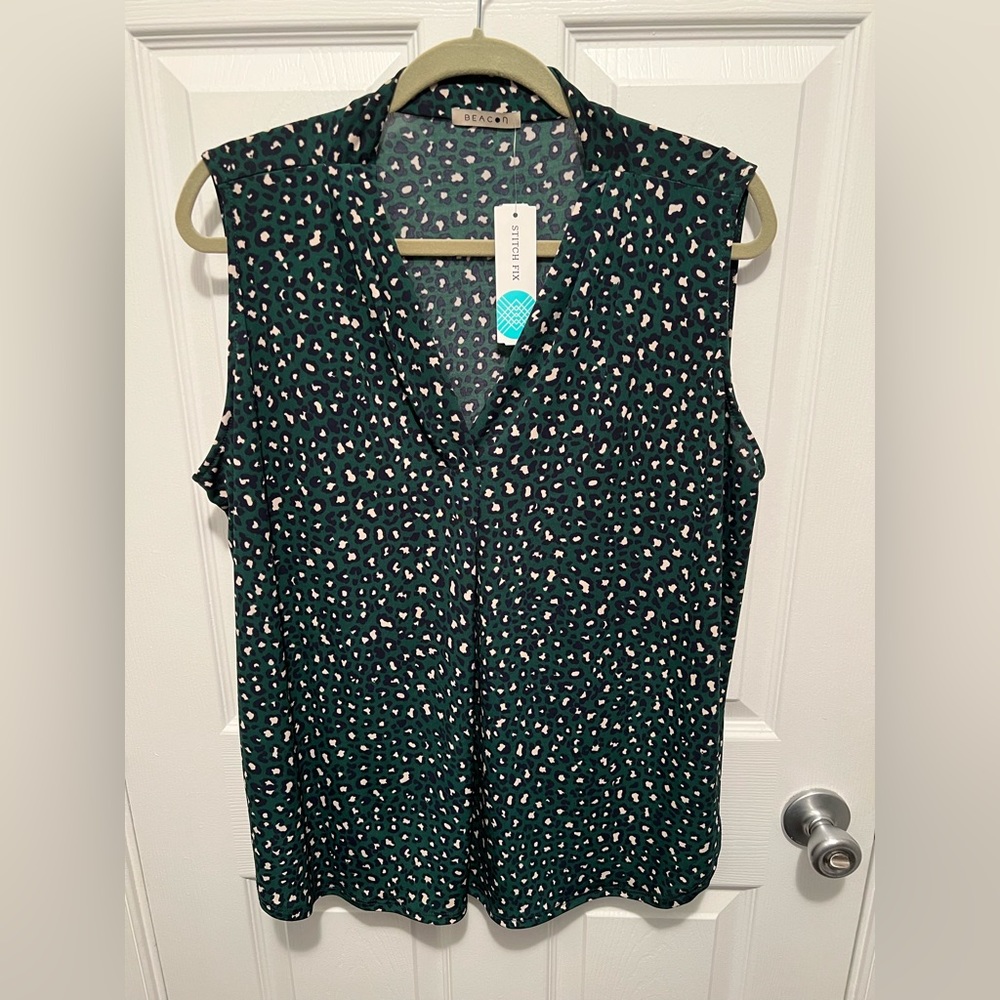 Dark green leopard print tank blouses purchased from stitch fix